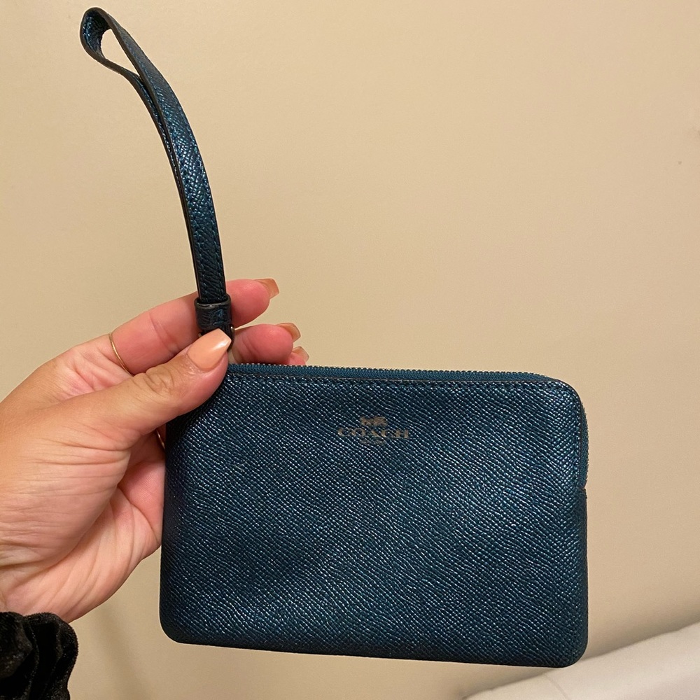 Blue coach wristlet